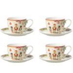 Coffret de 4 tasses � th� avec sous tasse casse noisette