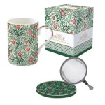 Coffret tisaniere en porcelaine filtre inox floral fantasy - easylife