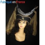 Coiffe médiévale frénégonde de pouille - les visiteurs - noir - fabrication artisanale française Coiffe médiévale frénégonde de pouille - les visiteurs - noir - fabrication artisanale française