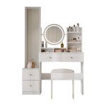 Coiffeuse 4 en 1 avec miroir pleine longueur et miroir pivotant tabouret de coiffeuse �clairage led 3 ...