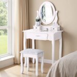 Coiffeuse - adwolt - adwolt - 3 tiroirs - miroir pivotant 360� - tabouret rembourr�