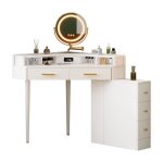 Coiffeuse dangle coiffeuse moderne avec miroir led pivotant �clairage led r�glable 5 tiroirs ports usb ...