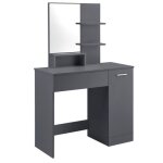 Coiffeuse design avec miroir tiroir tagres commode de coiffure 138 cm gris fonc 03 0005027