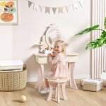 Coiffeuse enfant avec chaise tiroir miroir amovible et bureau enfant avec 7 accessoires mod�le 2 en 1 ...