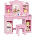 Coiffeuse pour enfants avec miroir led coiffeuse pour fille avec tabouret table de maquillage fille avec ...