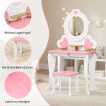 Coiffeuse enfant avec miroir et tabouretcoiffeuse pour fille 50x33x91cm table de maquillage princessesblanc ...