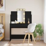 Coiffeuse - non spcifi - 96x40x142 cm - 2 tiroirs - miroir avec lumires led - noir
