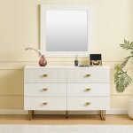 Coiffeuse avec miroir cdisplay - commode de chambre � coucher buffet � 6 tiroirs blanc