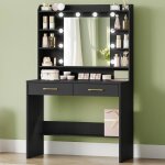 Coiffeuse avec miroir et �clairage led luminosit� r�glable coiffeuse avec �tag�res et 2 tiroirs pour ...