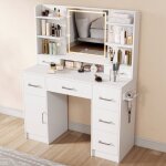 Coiffeuse avec miroir led tactilepriseport usb7 tiroirssupport s�che - cheveuxmeuble de maquillage moderne110x ...