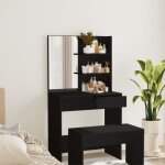 Coiffeuse avec miroir noir 74, 5x40x141 cm
