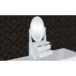 Coiffeuse avec miroir pivotant ovale - kalisse - 26x13x50 cm - blanc - mdf - artisanal - tiroirs amovibles ...