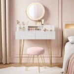 Coiffeuse avec miroir pivotant et tabouret, miroir coiffeuse, avec Éclairage et multiprise, tabouret ... Coiffeuse avec miroir pivotant et tabouret, miroir coiffeuse, avec Éclairage et multiprise, tabouret ...