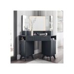 Coiffeuse miroir style flut� 48 coiffeuse angle avec plateau en verre station de charge 3 tiroirs - pour ...