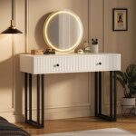 Coiffeuse moderne - lunsy - �clairage led 3 couleurs - 100x40x125 cm - blanc - interrupteur tactile - ...