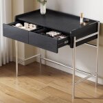 Coiffeuse moderne noire avec tiroirs table de maquillage design meuble rangement chambre coiffeuse adulte ...