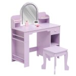Coiffeuse princesse avec miroir lumineux et tabouret ?table de maquillage en bois + �tag�re � livrestiroir ...