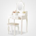 Coiffeuse table de maquillage blanche avec tabouret - bois - panneaux de particules - adulte Coiffeuse table de maquillage blanche avec tabouret - bois - panneaux de particules - adulte