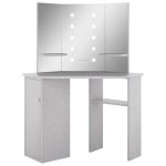 Coiffeuse table de maquillage design meuble mobilier de chambre d angle avec led 111 x 54 x 1415 cm gris ...
