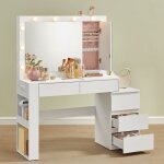 Coiffeuse, avec Éclairage led et miroir, armoire à bijoux, multiprise, 40 x 125 x 140 cm, conception ... Coiffeuse, avec Éclairage led et miroir, armoire à bijoux, multiprise, 40 x 125 x 140 cm, conception ...