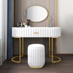 Coiffeuse  tiroir dessus de table en faux marbre vita - pu blanc