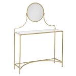 Coiffeuse avec miroir vintage déco artif - or - l. 98 x p. 32 x h. 139 cm Coiffeuse avec miroir vintage déco artif - or - l. 98 x p. 32 x h. 139 cm