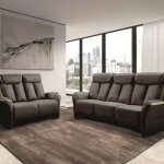 Coimbra - canap�s relax 3 places electrique et 2 places fixe gris fonc�