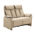 Coimbra - canap� relax electrique 2 places new nobuck beige et gris fonc�