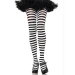 Collants grande taille gothiques noir et blanc rays pour femme - halloween