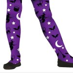 Collants opaques - enfant - violet sorcière - 7 - 12 ans - motifs halloween - confortable Collants opaques - enfant - violet sorcière - 7 - 12 ans - motifs halloween - confortable