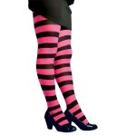 Collants opaques ray�s noirs et roses - adulte - taille unique - int�rieur