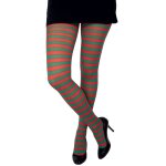 Collants opaques rays rouge et vert pour femme - idal pour un dguisement de lutin de nol