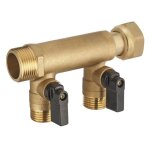 Collecteur crou libre femelle - mle 20x27 - 2 dparts  vannes 15x21 nt noyon & thiebault - laiton