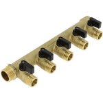 Collecteur entraxe 50mm mle femelle 3 / 4 - 5 dparts mini - vannes moules mle 1 / 2 en laiton pour ...