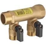 Collecteur � vanne - nt noyon & thiebault - femelle 20x27 m�le 20x27 - 2 d�parts - laiton