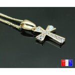 Collier 45cm - croix �vas�e templier - en plaqu� or v�ritable - avec brillants - chaine et pendentif ...