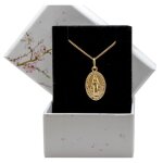 Collier 45cm - m�daille marie miraculeuse en plaqu� or v�ritable - ensemble pendentif et chaine avec ...