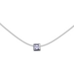 Collier argent 925 zirconium carre 7 mm - femme