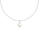 Collier argent rhodi pendentif perle de culture - les poulettes bijoux