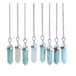 Collier - argent - pendentif pointe hexagonale - amazonite naturelle - 50cm - femme