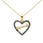 Collier - latelier dazur - pendentif or 18 carats - coeur et flche - zirconium - chane dore