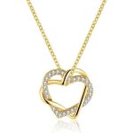Collier - bijoux de mode - coeur en cristal - plaqu or - 45 + 5cm - femme