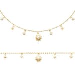 Collier - bijouxia - charms soleil & toile - plaqu or 18 carats - oxyde de zirconium - 18 cm