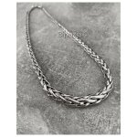 Collier - bijouxia - maille palmier en chute - argent massif 925 / 1000 rhodi� - 45 cm - 56. 50 g