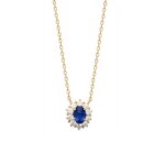 Collier - bijouxia - pendentif marquise - cristal bleu saphir - plaqu or 18 carats - 45 cm