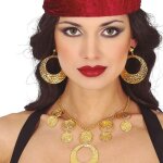 Collier boucles doreilles m�tal or gitane femme - accessoire de d�guisement bijou fantaisie