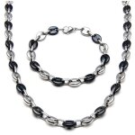 Chaine maille grain de caf homme collier et bracelet en acier inoxydable 6mm / noir