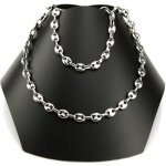 Parure - acier - grain de caf - collier 56 cm - bracelet - mousqueton