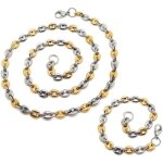 Collier et bracelet grain de caf bicolore en acier inoxydable bobijoo jewelry et le bagacier