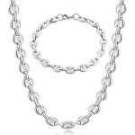 Collier et bracelet - inox - grains de caf - titane - argent - pour homme